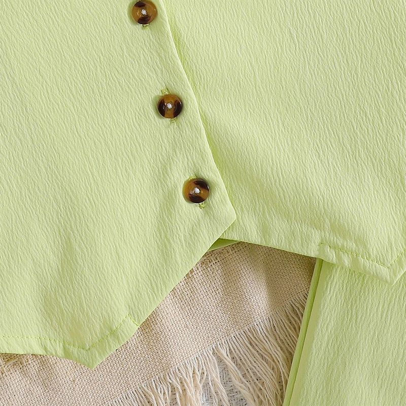 Kinderkleidung Sommer-Schnäppchen Vierfarbige ärmellose Strickjacke Oberteil Einfarbige Anzughose Zweiteiliger Anzug für Mädchen_voghion.com