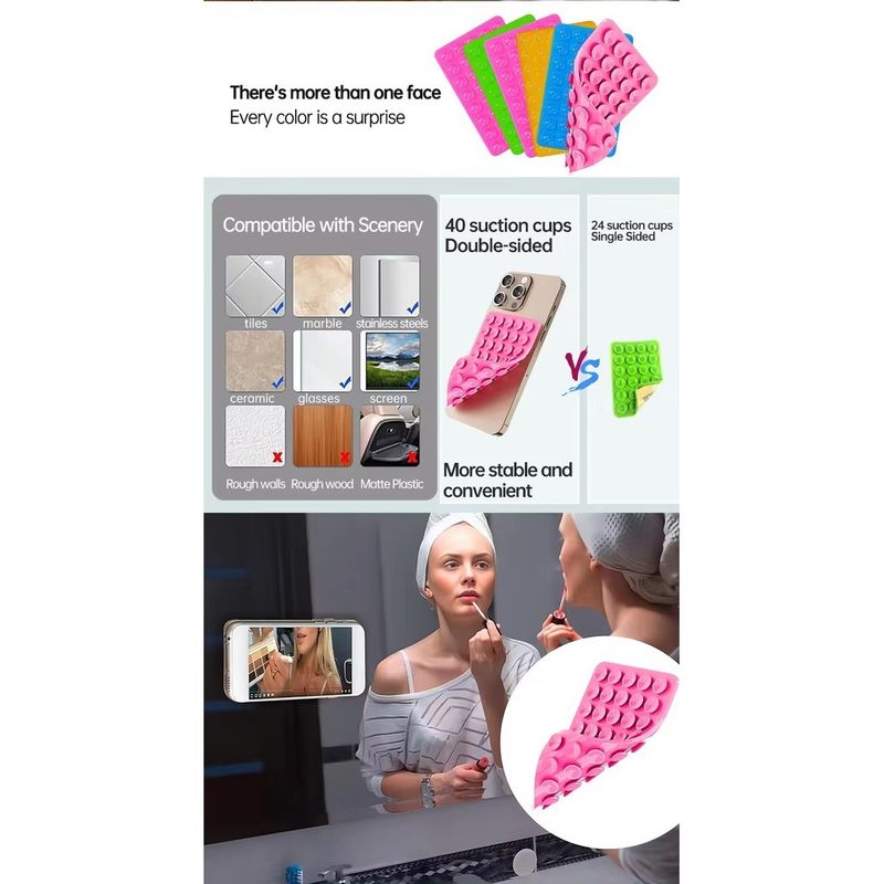 Doppelseitige Silikon-Telefongriffe mit Saugnapf, Telefonzubehör, Handyhalter, Ständerabdeckung_voghion.com
