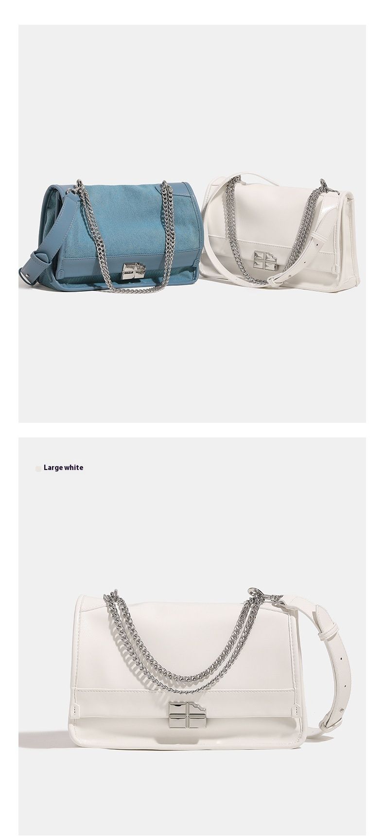 Chaîne au Design Unique pour femmes, sac de facteur en Denim de grande capacité à une épaule, sac fourre-tout à bandoulière, nouvelle collection 2024_voghion.com