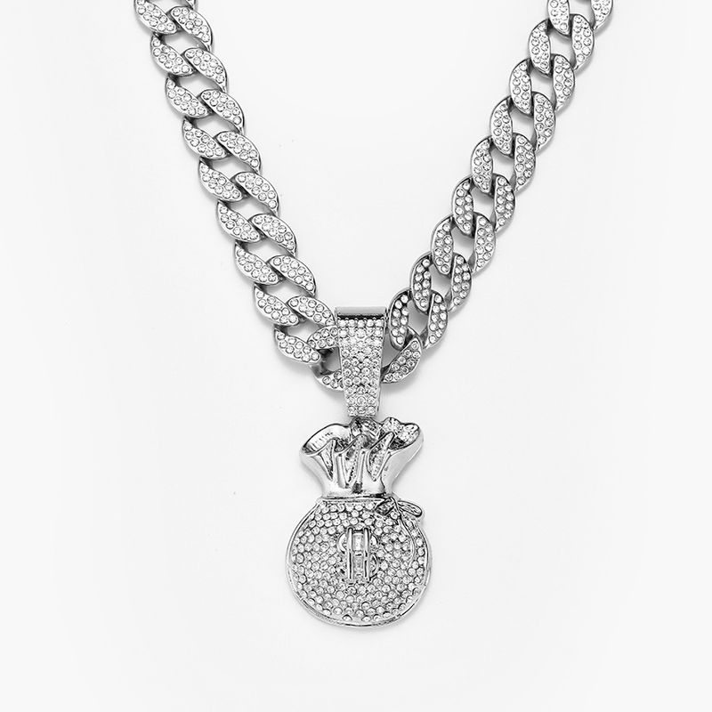 Hip Hop Street Crowd personalisierte Dollar Symbol Geld Tasche Anhänger kubanischen Kette_voghion.com