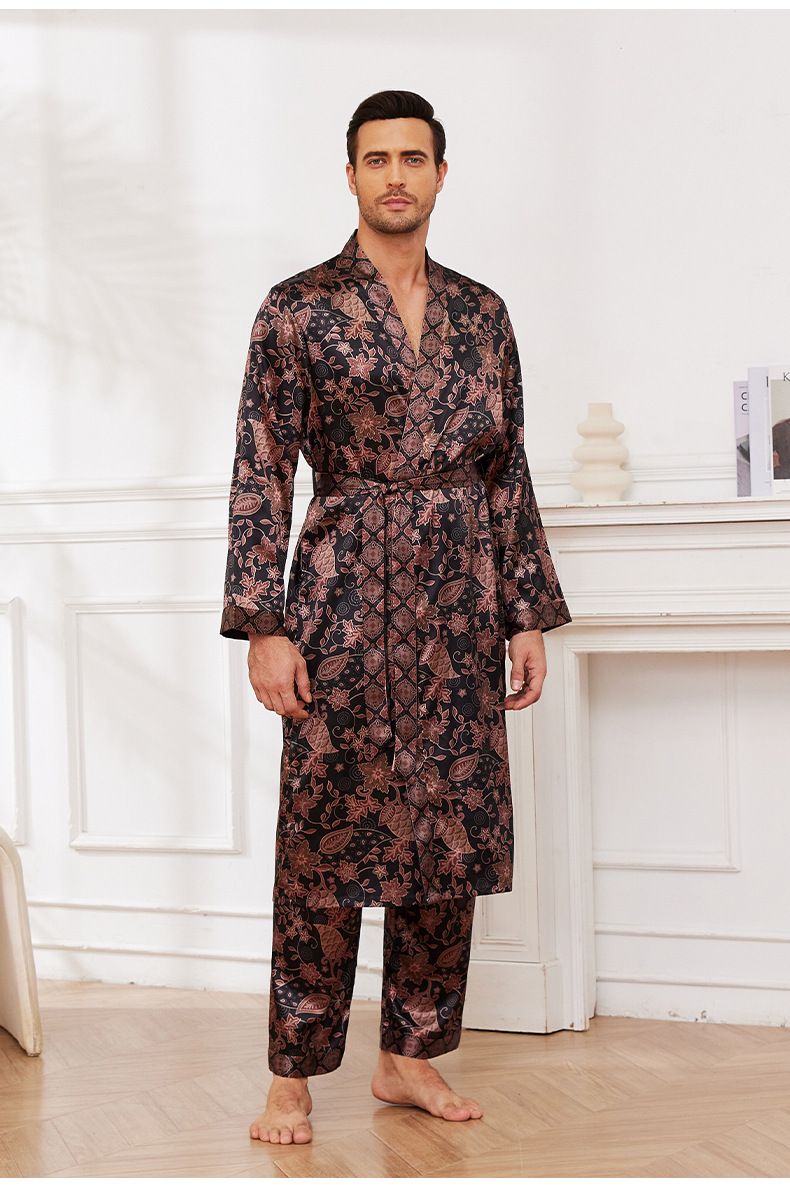 New Loungewear Men's Autumn Thin Long Sleeve Pajamas Bathrobes_voghion.com