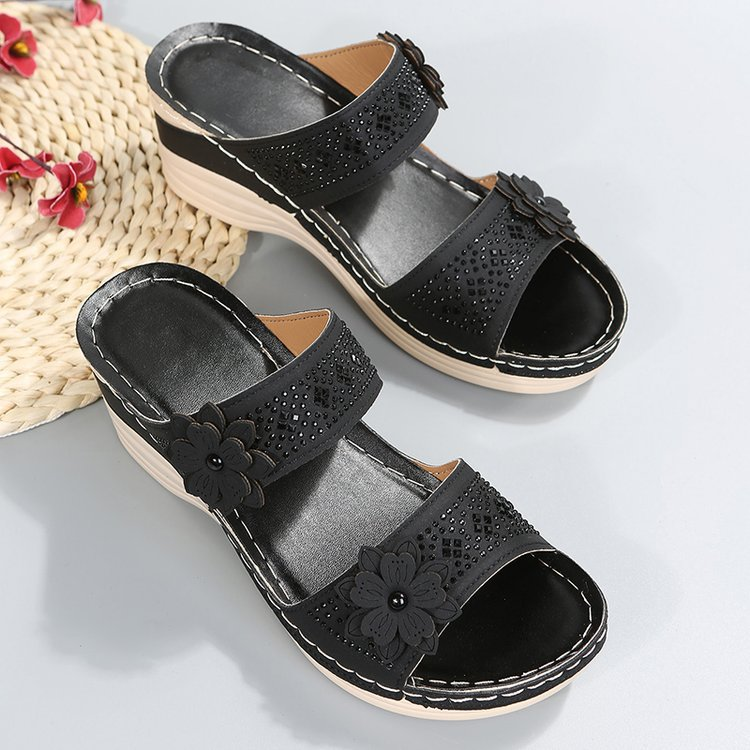 Sandali da donna grandi dimensioni casuali sandali da donna con zeppa a forma di fiore_voghion.com