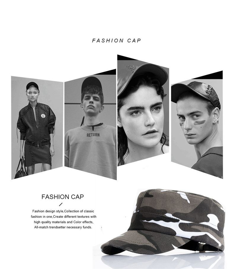 Foreign Camouflage Military Fashionable And Versatile Casual Hat, Flat Top Hat_voghion.com
