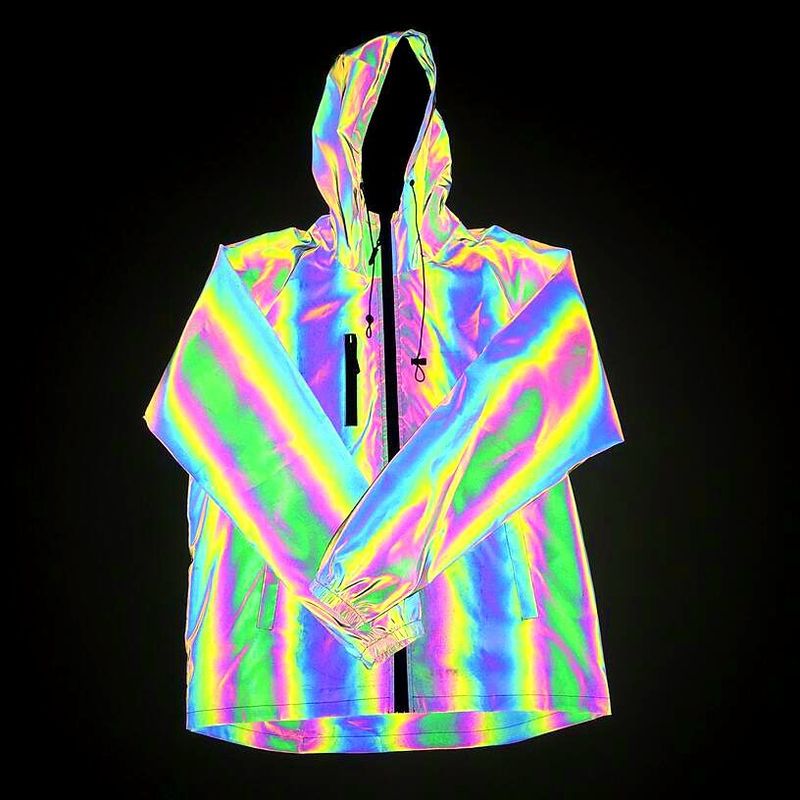 ActiveGo ActiveGo Autumn Winter New Reflective Jacket European American Men's Clothing Cross-border Colorful Laser Plus Size Hooded_voghion.com