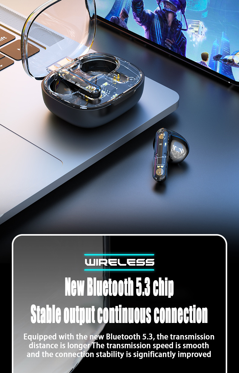 DR91 Neues TWS-In-Ear-Bluetooth-Headset Apple Huawei Xiaomi verwendet durchscheinendes Bluetooth-Headset_voghion.com