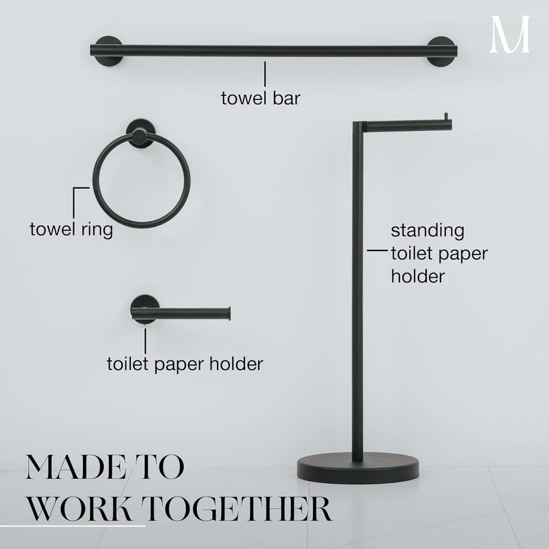 MARMOLUX ACC Matte Ring SUS304 Stainless Steel Wall Mounted For Kitchen & Black Hanger Bathroom Holder - Hand Towel Rack_voghion.com