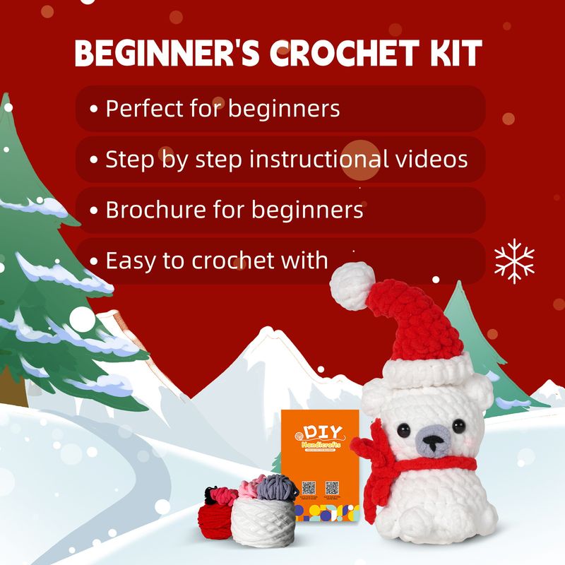 Home & Garden new wool crochet kit material package Christmas bear pendant handmade DIY knitting_voghion.com