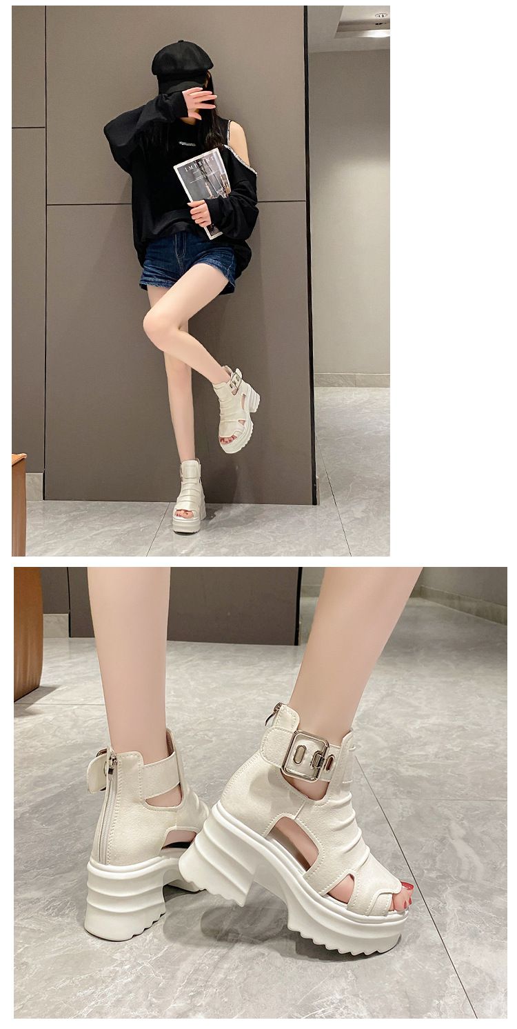 Platform Sandals For Women Roman Style Hollow Out Chunky Heel Open Toe High Top Summer Casual New Arrival_voghion.com