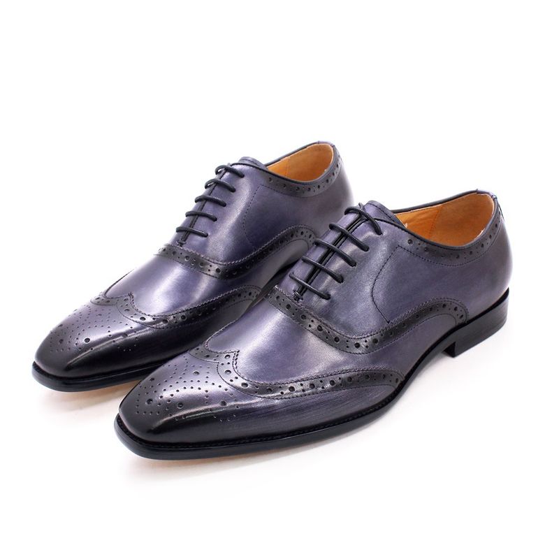 Scarpe da uomo in pelle brogue stile britannico, scarpe Oxford da uomo fatte a mano, scarpe da lavoro casual in pelle, esplosione da uomo_voghion.com