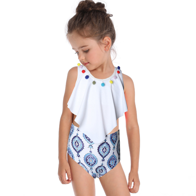 Maillot de bain familial, maillot de bain pour enfants, double bord volant, pour filles_voghion.com