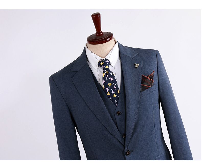 Herrenbekleidung Slim Fit Herrenanzug-Set – Professioneller Business-Blazer und Anzughose aus knitterfreiem Stoff (Optionen: Jacke + Weste + Hose)_voghion.com