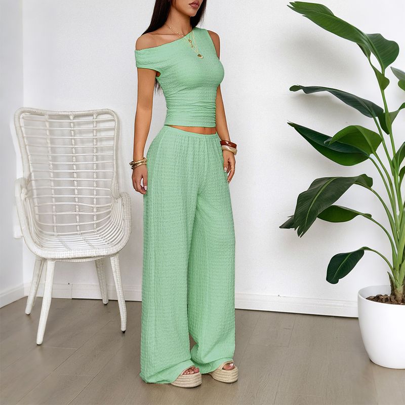 Diyun Casual Vacation Vest Wide-Leg Pants Two-Piece Set Women's Fashion 2025 Spring Summer_voghion.com