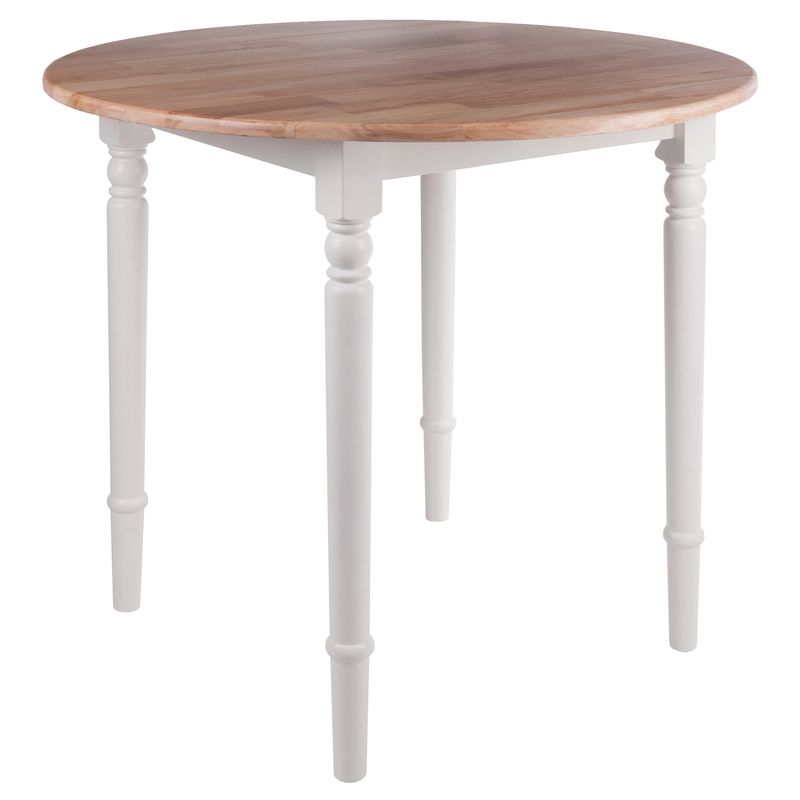 Sorella Round Drop Leaf Table; Natural and White_voghion.com