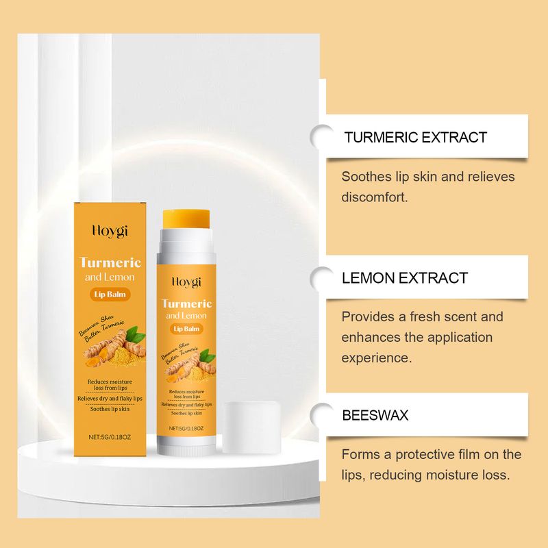 Balsamo illuminante alla curcuma HOYGI, idratante e nutriente per le labbra, labbra morbide e carnose._voghion.com