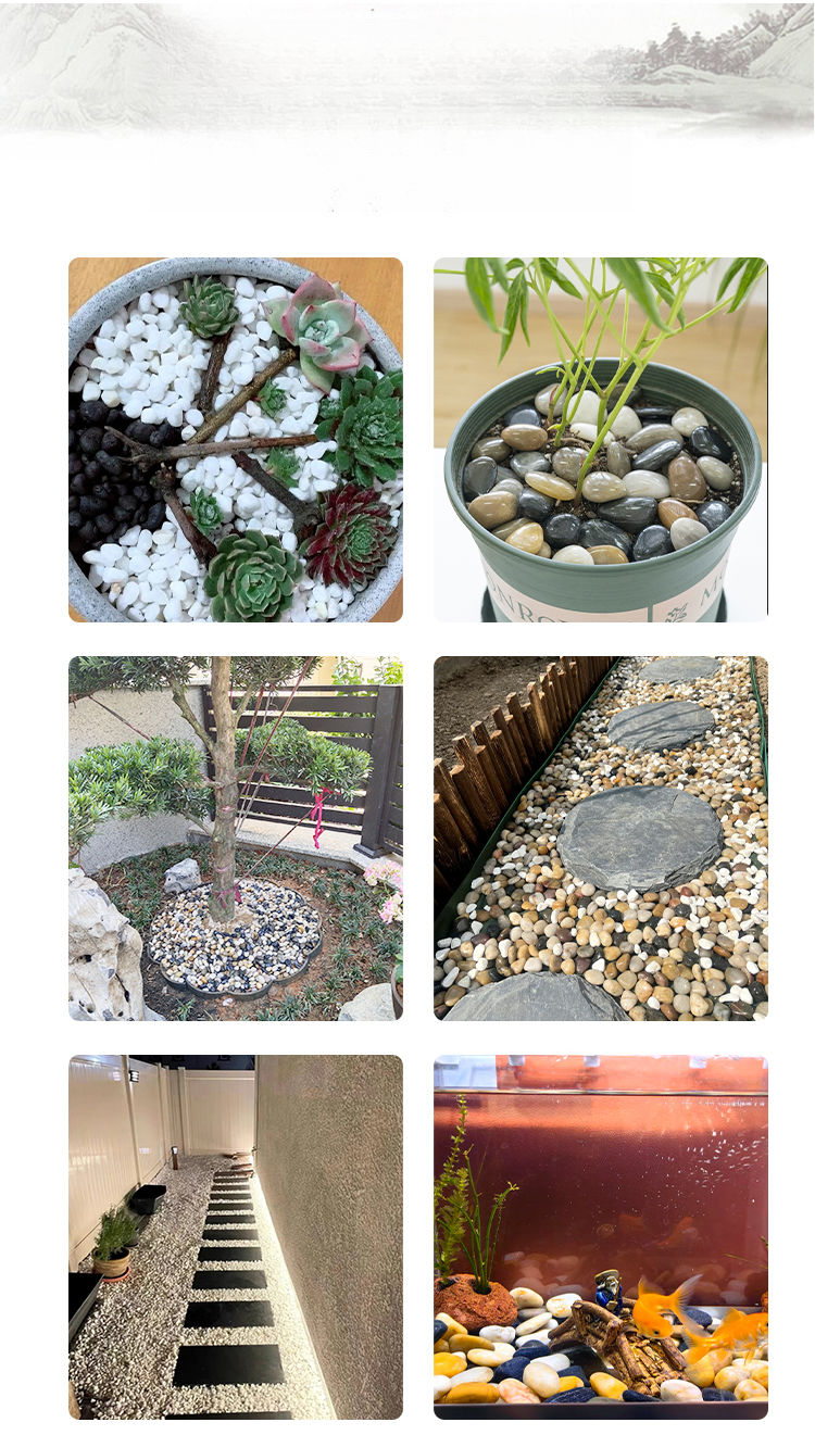 Ciottoli colorati di qualità premium per l'architettura del giardino, il cortile, la decorazione del balcone, la pavimentazione del sentiero, l'acquario e_voghion.com