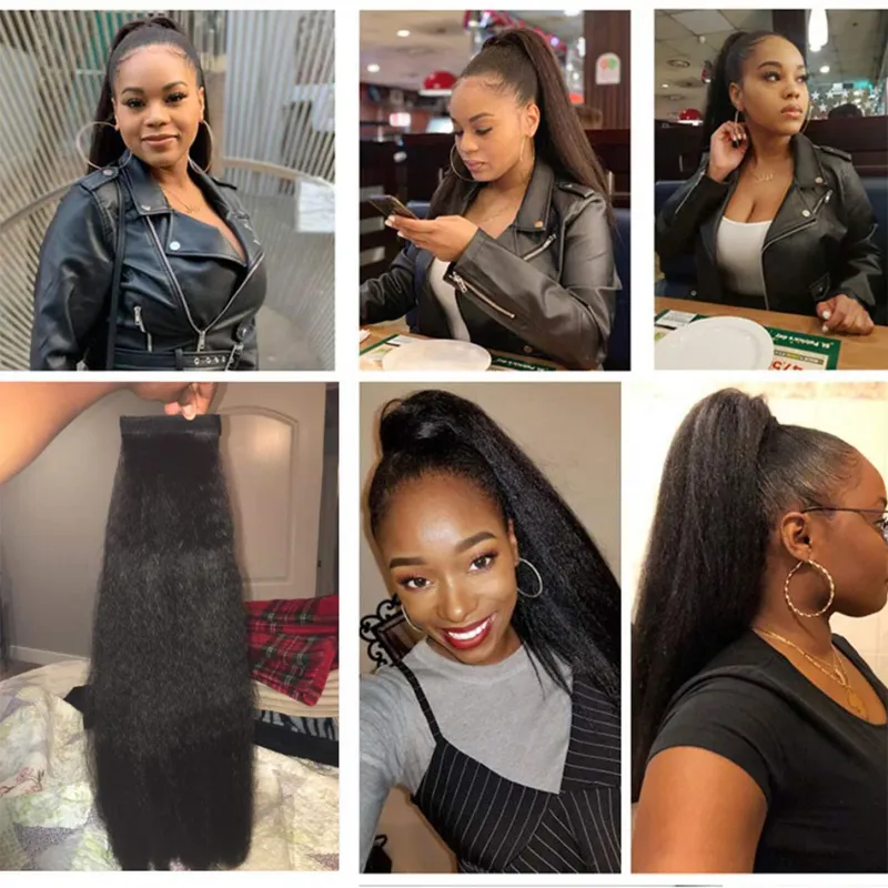 Kinky Curly Pferdeschwanz Echthaar Extensions Remy Haar_voghion.com