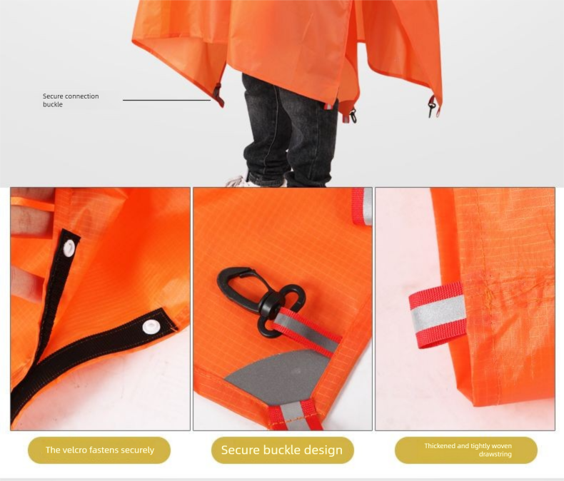 Płaszcz przeciwdeszczowy na wędrówki, podróżny, z grubej tafty poliestrowej, wielofunkcyjny, 3 w 1, ultralekki, trekkingowy_voghion.com