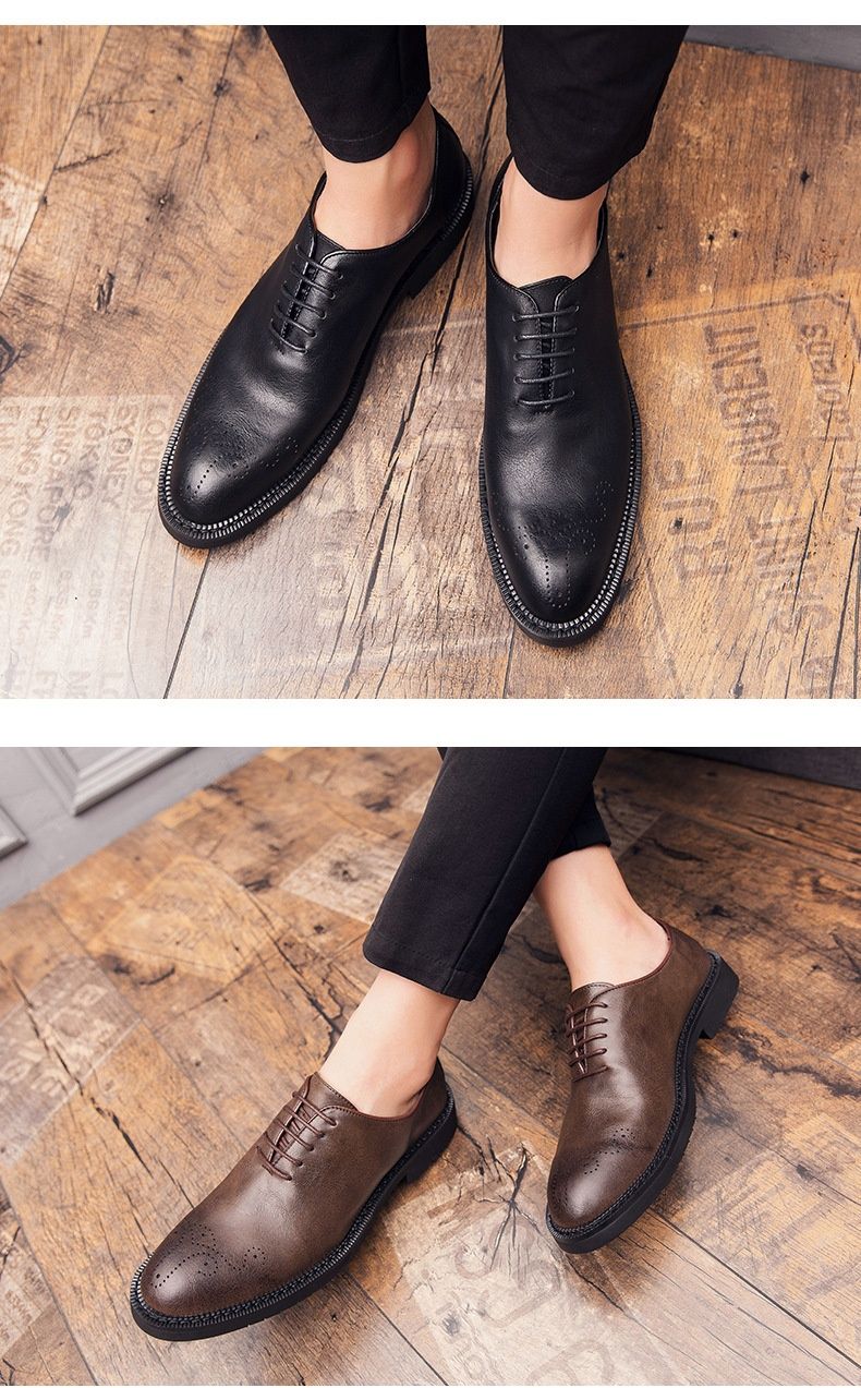 Voyage Cross-Border Novo estilo europeu e americano Sapatos Oxford formais masculinos de tamanho grande, estilo brogue casual, em couro, estilo britânico_voghion.com