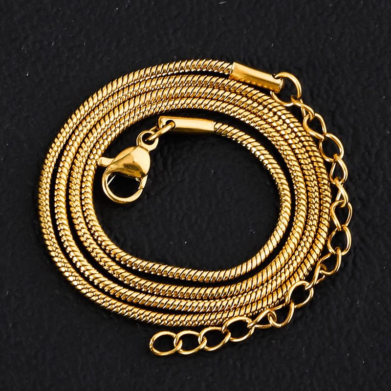 Collane Collana con catena a forma di serpente in acciaio inossidabile, semplice e alla moda, con catena per clavicola, da donna, in acciaio al titanio placcato oro vero 18 carati_voghion.com