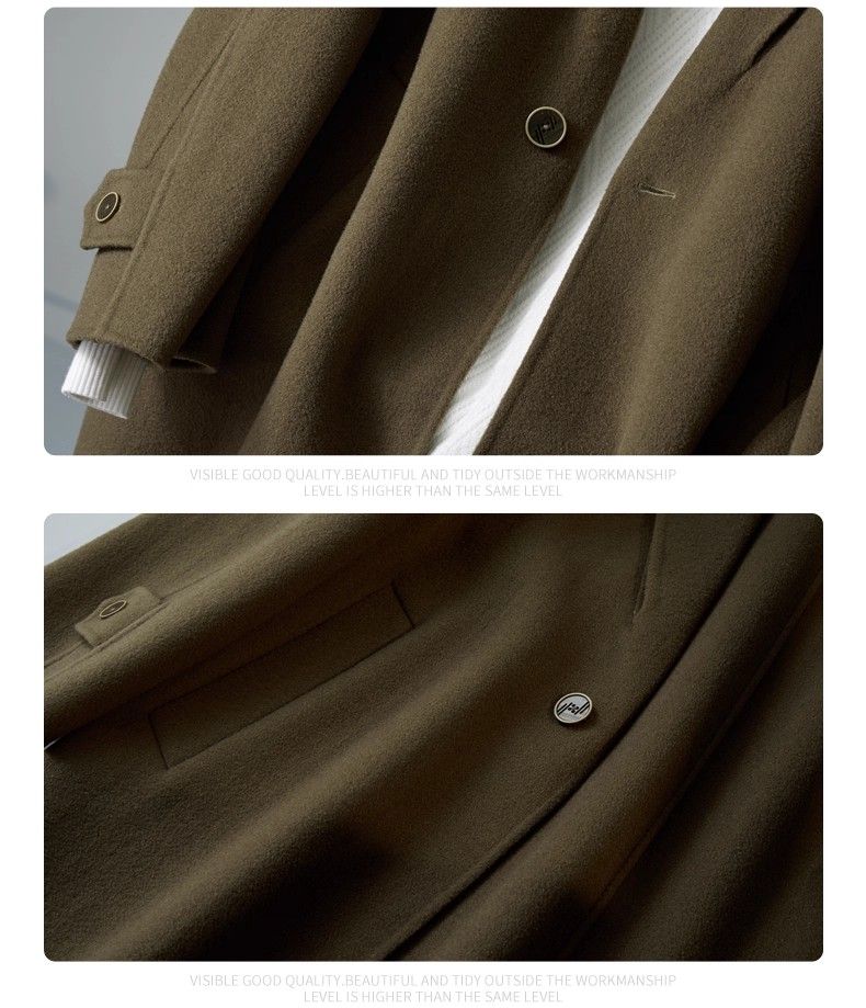 2025 New Autumn Winter Wool Men's Mid-Length Trench Coat Loose Casual British Woolen Overcoat Trendy_voghion.com