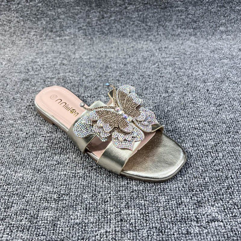 Chaussons pour femmes, ballerines pour femmes, chaussures plates, surface diamantée, extérieur, sans lacet, mode, pantoufles pour femmes Huidong, usine_voghion.com