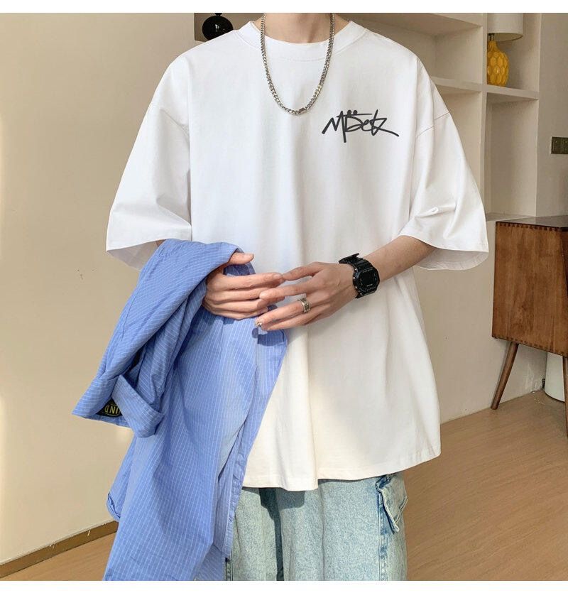 Maglietta a maniche corte da uomo, taglie forti, estiva, casual, ampia, con scollo rotondo e mezza manica, semplice e stampata._voghion.com