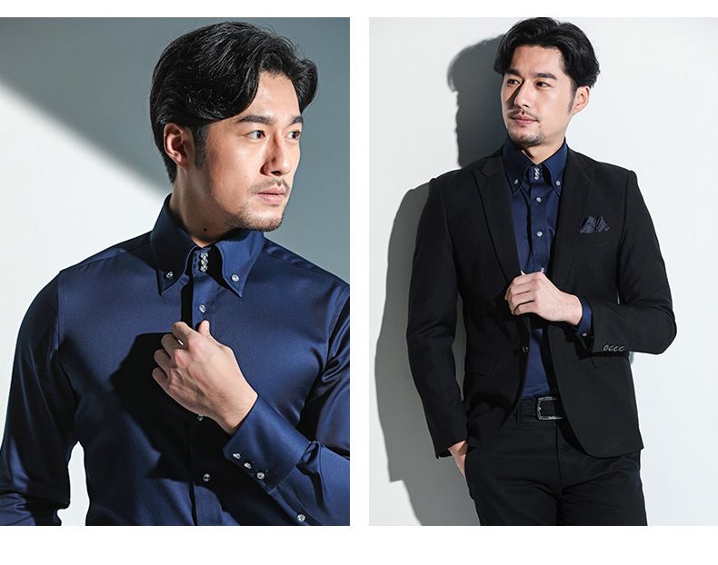 Abbigliamento maschile Primavera e autunno nuova camicia da uomo a maniche lunghe con bottoni in cristallo elastica di alta qualità, casual, sottile, tendenza, camicia da uomo_voghion.com