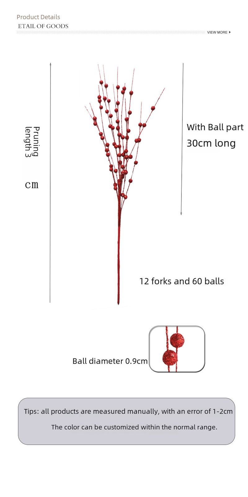 Chrëschtdekoratioun 43cm 12 Gabelen Goldpudderkugel Chrëschtbeemchenkranz Rattan Pailletten Goldpudder Beerenbëscher Spiisser_voghion.com