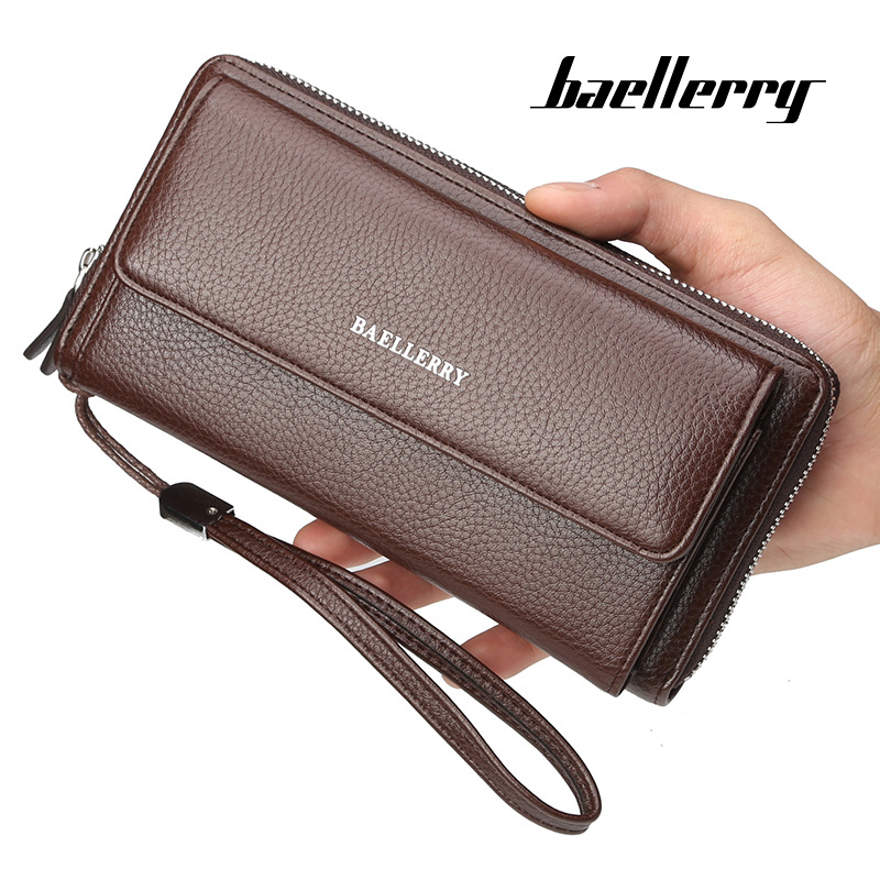 Men's Wallet New Business Casual Large Capacity Lychee Texture Multi-Card Slot Clutch_voghion.com