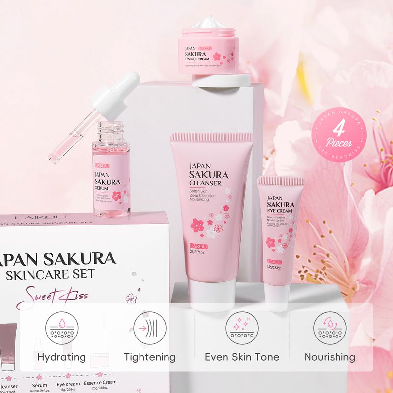 Laike Jaapani Sakura nahahooldustoodete komplekt 4-osaline puhastusvahend Essence Eye Cream näokreem_voghion.com
