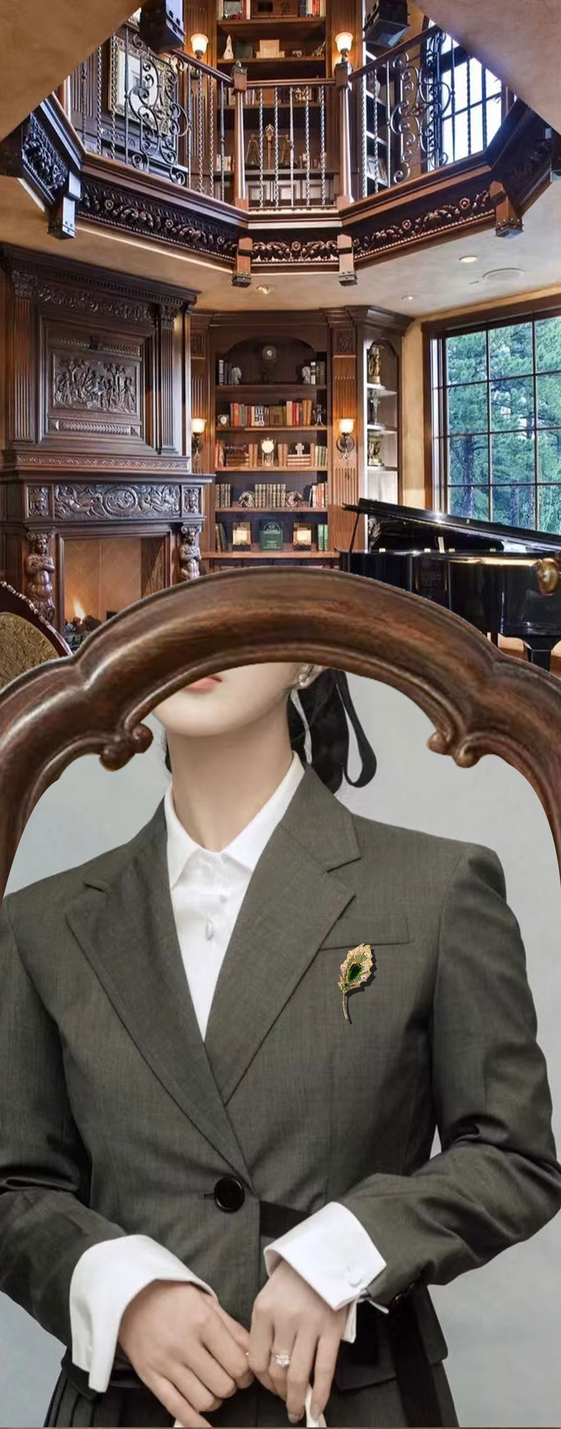 Brass with gold plating, color retention, green inlaid leaf clip, full of zircon micro inlay, unisex brooch for both men_voghion.com