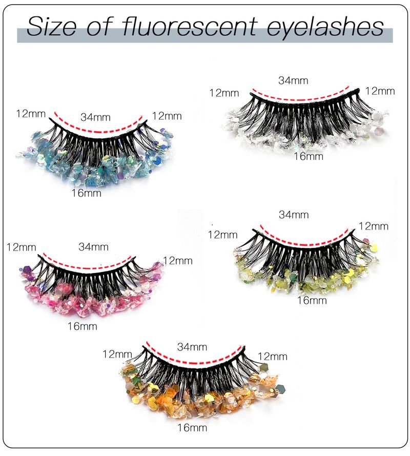 Falsche Wimpern Neue chemische Faser Pailletten falsche Wimpern leuchtende Bühnenperformance dicke gekräuselte Wimpern_voghion.com