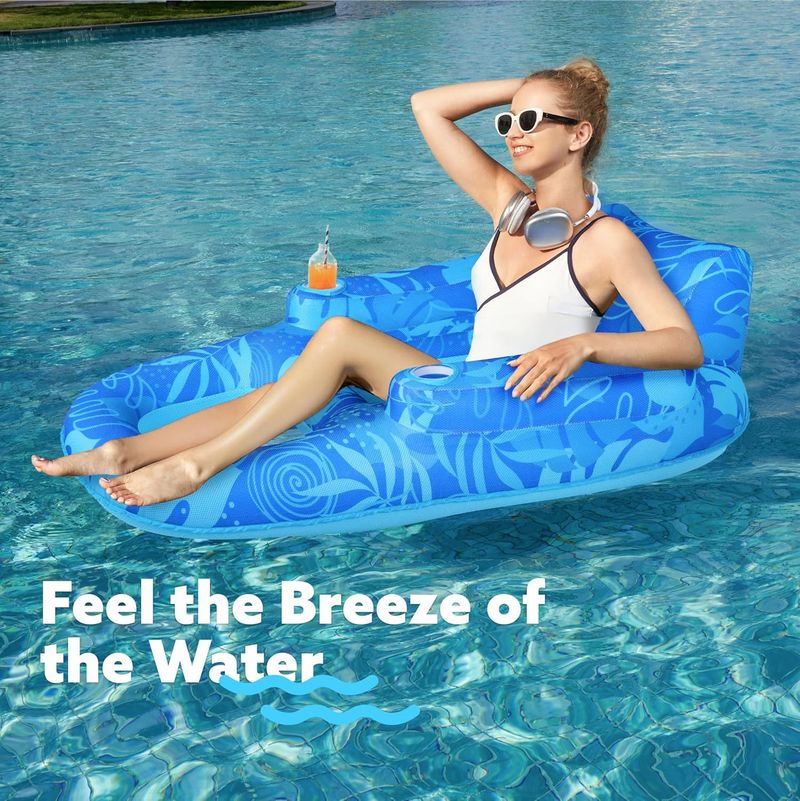 Inflatable Water Sunshade Luminous Recliner U Shaped Seat Maple Leaf Hole Floating Bed Floating Hammock Toy_voghion.com