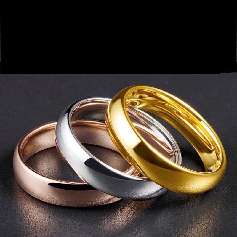Moda Semplice 2/4/6mm Anelli di Nozze in Acciaio Inox Dorato Liscio Donne Uomini Coppia Anello Gioielli di Moda_voghion.com