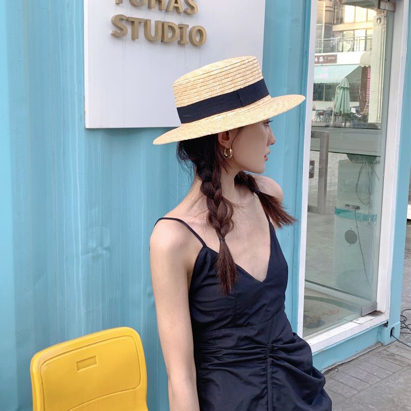 Fashion Fashion Classical Beach Ribbon Bowknot Boater Wide Brim Summer Sun Hats for Women Ladies Wheat Straw Cap Kentucky Derby Hat_voghion.com