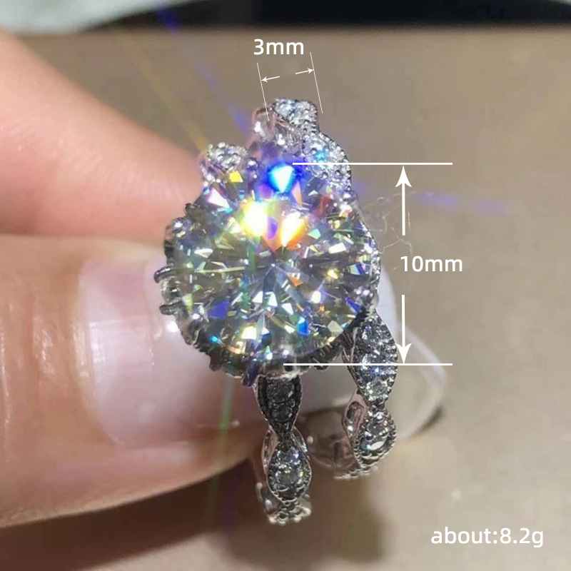 Cao Shi Hollow Flower Classic Women's Set with Zircon Wedding Scene Ring_voghion.com