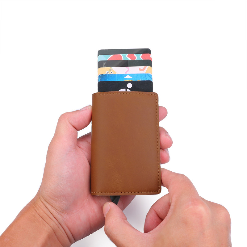 Férfi igazolványos hitelkártya-tartó, luxusmárkás, RFID-blokkolás elleni védelemmel ellátott, mágikus bőrből készült, vékony, mini, kis pénztárcák_voghion.com