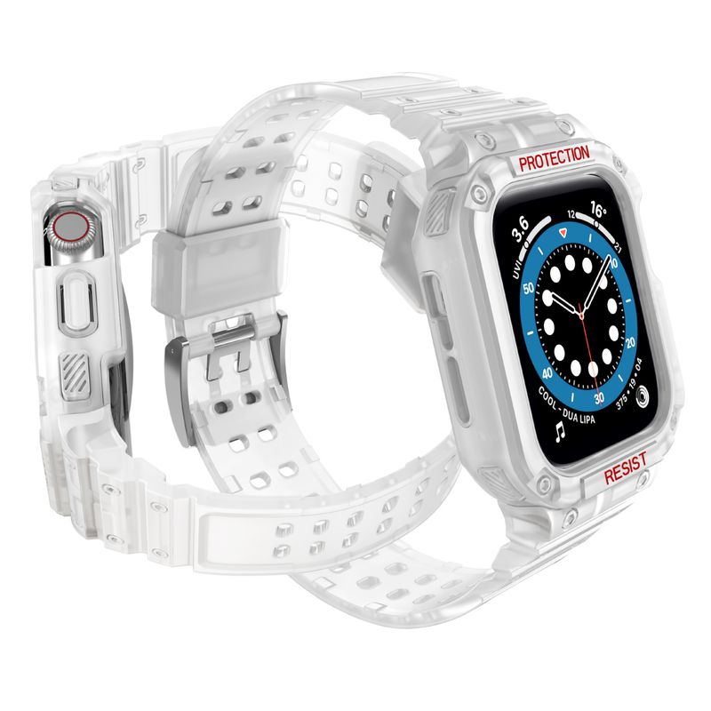 Suitable for Apple Watch integrated strap iwatch contrast color silicone strap wholesale TPU + PC shell_voghion.com