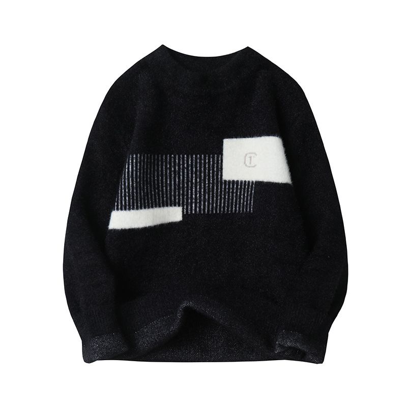 Maglione morbido in velluto di visone da uomo, maglia a girocollo spessa autunnale e invernale per adolescenti e studenti, top caldo_voghion.com