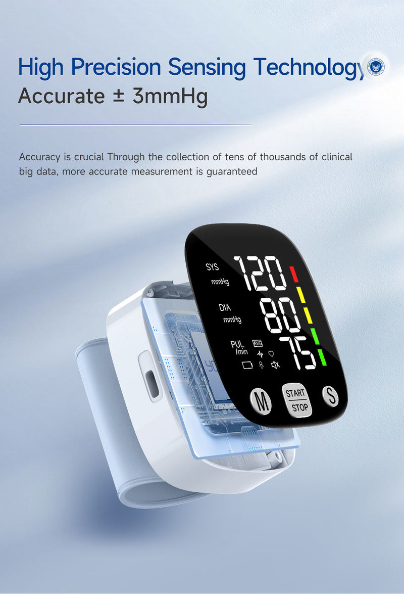 Automatisches digitales Handgelenk-Blutdruckmessgerät, Blutdruckmessgerät, Tonometer, Tensiometer, Herzfrequenz-Pulsmesser, BP-Monitor_voghion.com