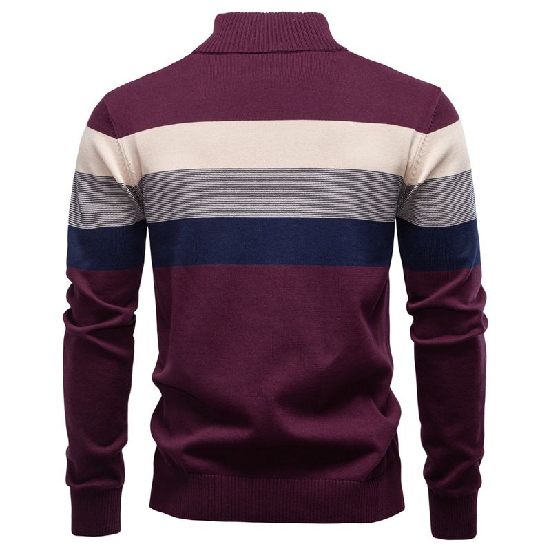 Men's Cotton Sweater With Crochet Collar, Crochet Collar, Quarter Zipper, Sweater, Autumn And Winter, Warm, Social Leisure Sweater For Men_voghion.com