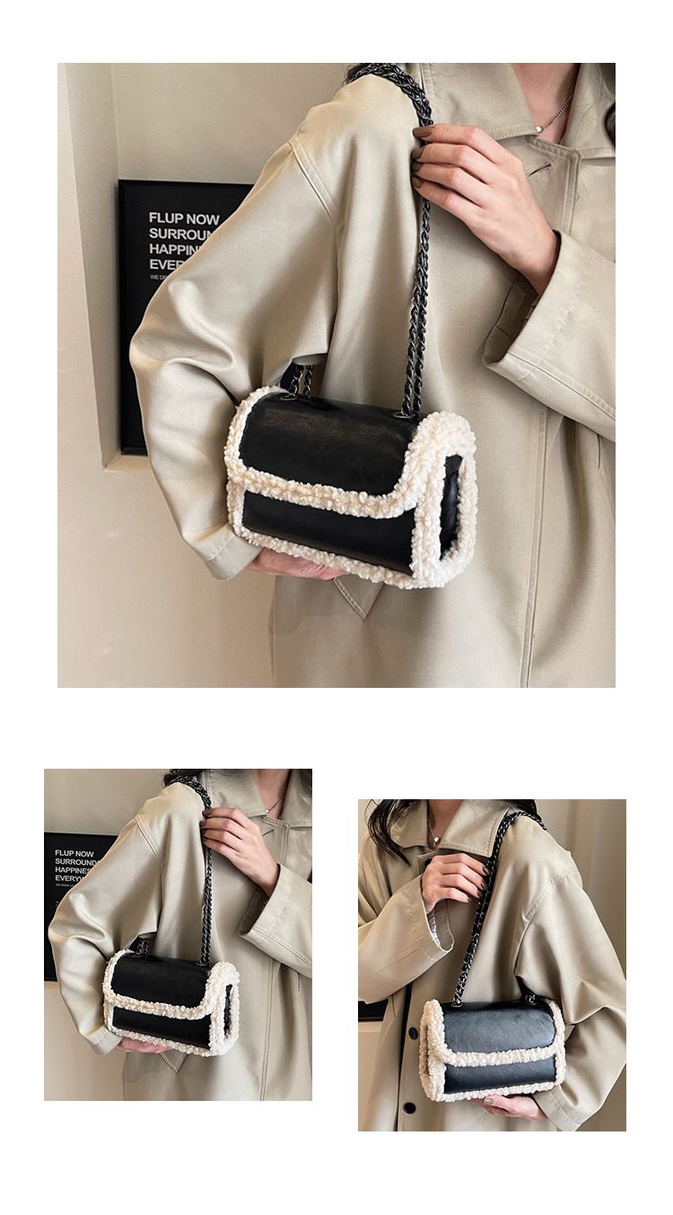 Popular Plush Bag Fashion Advanced Chain Shoulder Bag Simple Retro Diagonal Small Square Bag_voghion.com