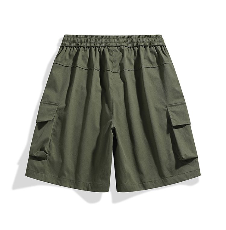 Pantalones cortos de trabajo para hombre, de primavera y verano, holgados, de color liso, informales y finos._voghion.com