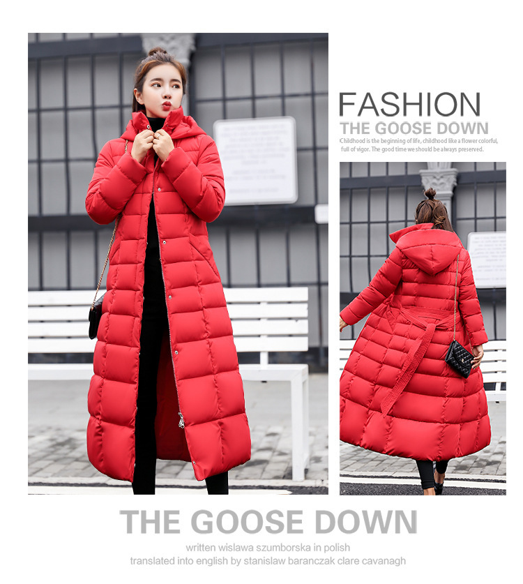 2025 Winter Damen Parkas Jacke Warm Mode Bequem Bogen Gürtel Fuchs Pelz Kragen Kleidung Langes Kleid Büro Casual Damen Dicker Mantel_voghion.com