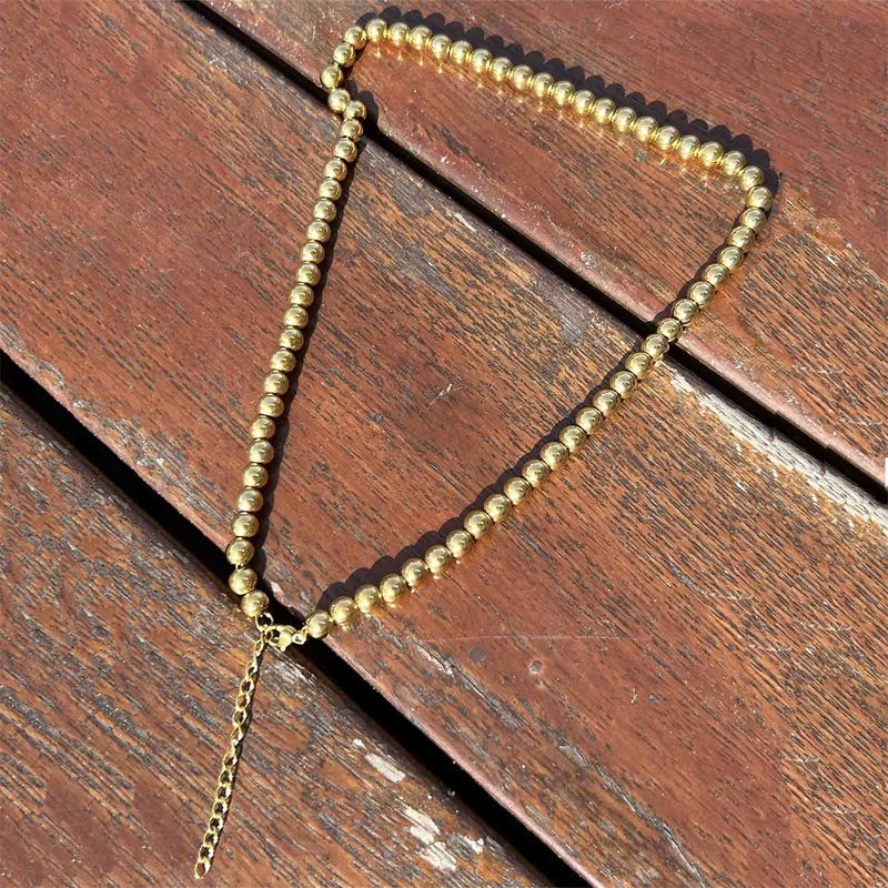 Moda MiseBa color oro in acciaio inossidabile fatto a mano con perline filettate collane per donne e uomini nuova collana girocollo fai da te con perline alla moda_voghion.com