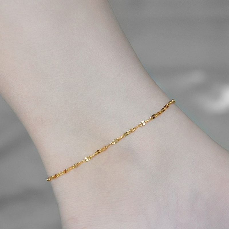 Fußkettchen für Damen 2021, neue Mode, goldenes Netz, rotes Fußkettchen, Titanstahl, Roségold, Feengeist, ins, schlicht, lichtecht, fein_voghion.com
