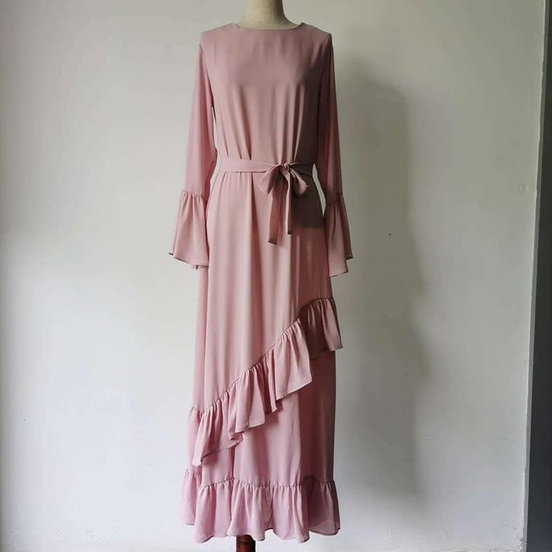 Abito da donna con volant patchwork in chiffon_voghion.com