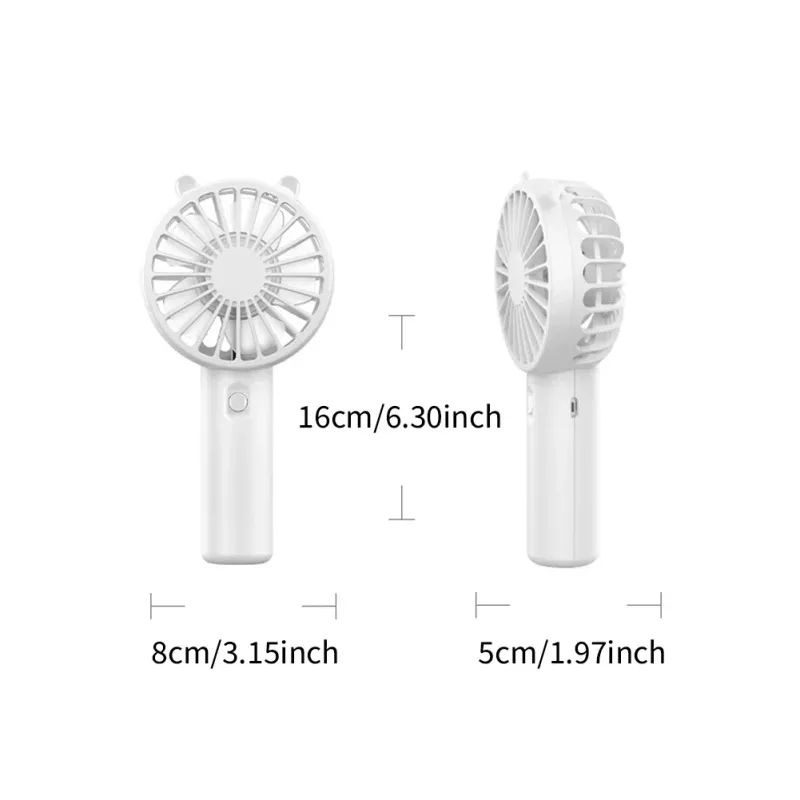 Handheld Mini USB Rechargeable Cooling Cute Portable Night Light Summer Small Pocket Fan Cartoon Quiet Fans_voghion.com