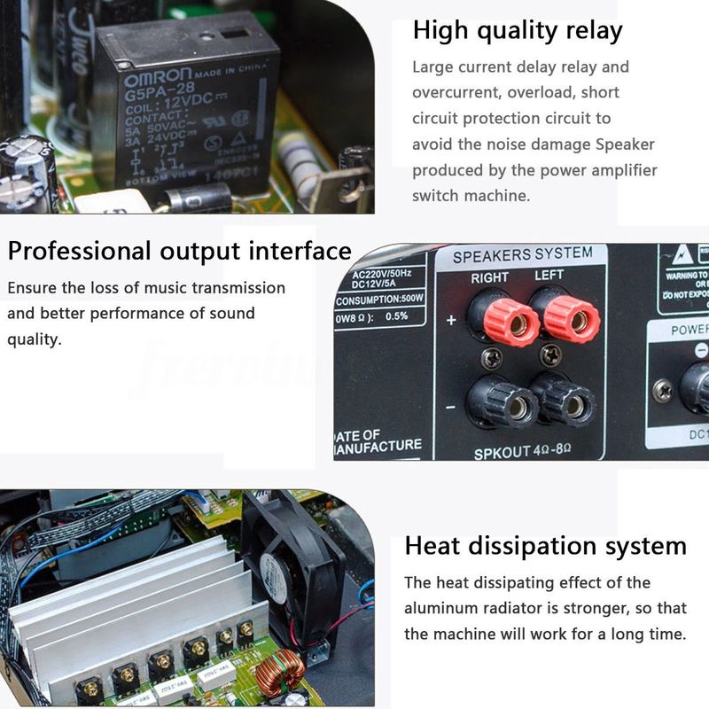 SUNBUCK Bluetooth-kanal 4000W lydeffekt HiFi-forsterker 326BT 12V/220V AV-høyttaler med fjernkontroll for bil/hjem_voghion.com