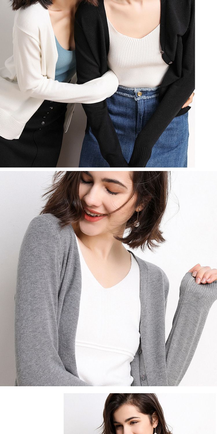 Wollstrickjacke für Frauen mit V-Ausschnitt 2020 Neuer Frühjahrsstrickpullover Lose Kurzer Lazy Style Kleiner Mantel_voghion.com